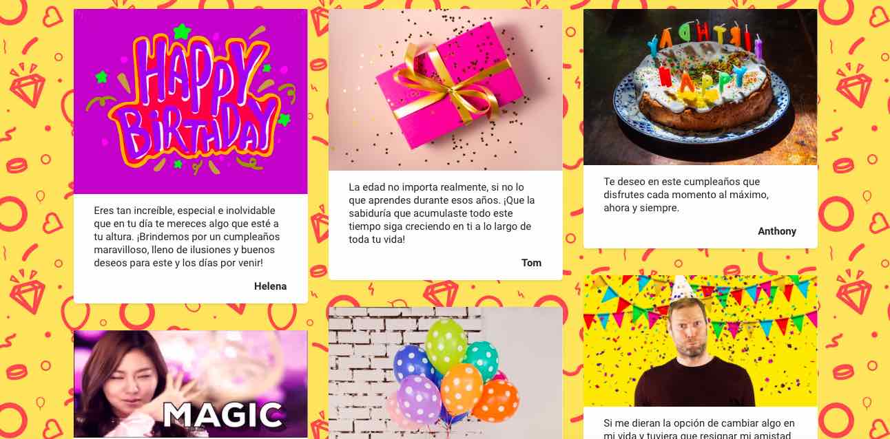Felicitaciones de cumpleaños originales y animadas en una tarjeta de grupo online