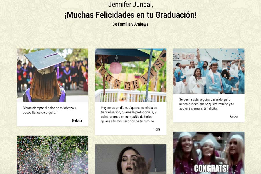 Mensajes de enhorabuena por la graduación en felicitaciones digitales firmadas por un grupo