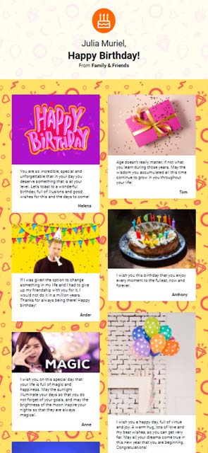 Online Group Cards for Birthday